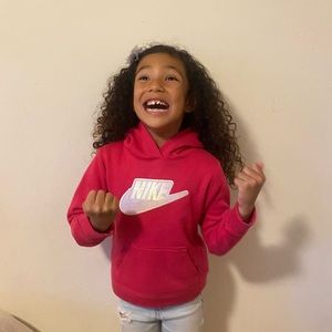 Hot pink girls Nike hoodie sweatshirt.